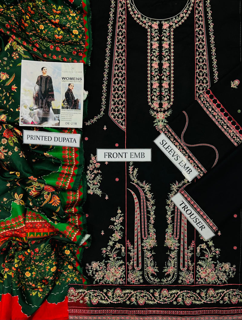 3 Piece Embroidered Unstitched Winter Collection Wear By Gorgeous Hania Amir