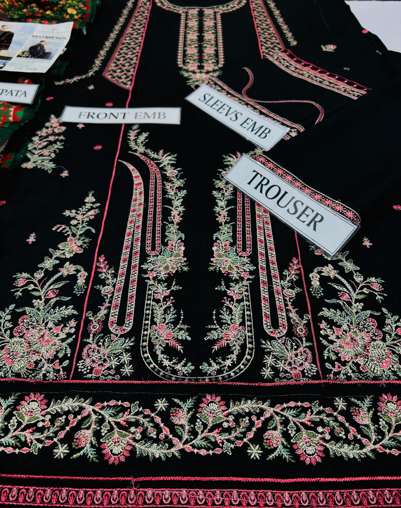 3 Piece Embroidered Unstitched Winter Collection Wear By Gorgeous Hania Amir