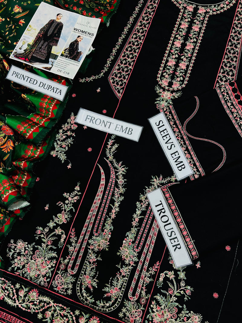 3 Piece Embroidered Unstitched Winter Collection Wear By Gorgeous Hania Amir